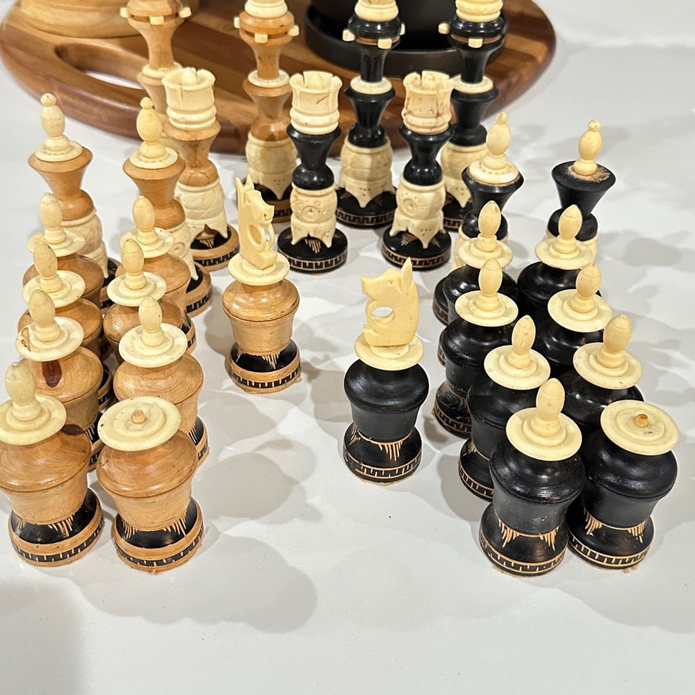 Wood and bone Chess Set Pieces